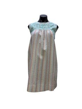 Sister Mary Sleeveless Striped Dress Turquoise & Pink XS
